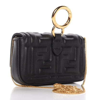 Fendi Nappa Matisse FF Embossed Nano Baguette Charm Black 3 of 9