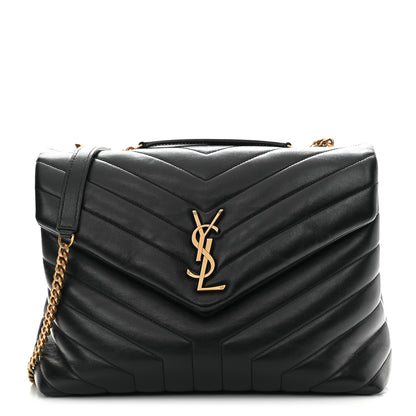 Saint Laurent Calfskin Y Quilted Monogram Medium Loulou Chain Satchel Black 1 of 9