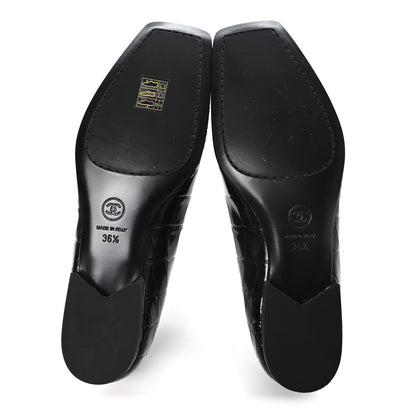 Chanel Crocodile Embossed Patent Calfskin Ballet Flats 36.5 Black 6 of 10