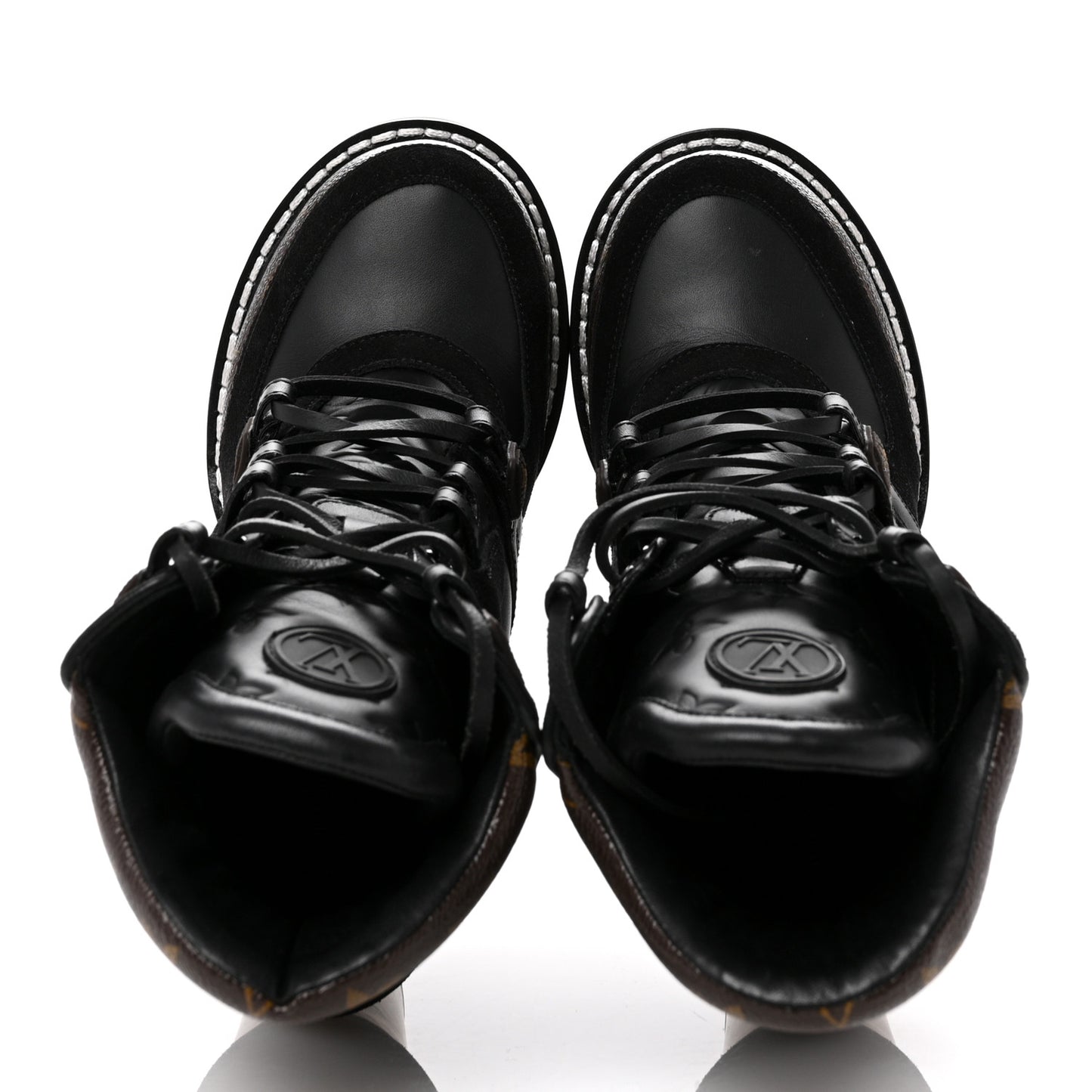 Suede Calfskin Monogram Star Trail Ankle Boots 38 Black