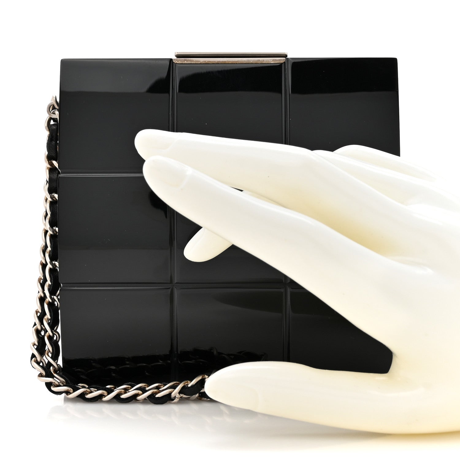 Chanel Plexiglass Minaudiere Wristlet Clutch Black 2 of 9