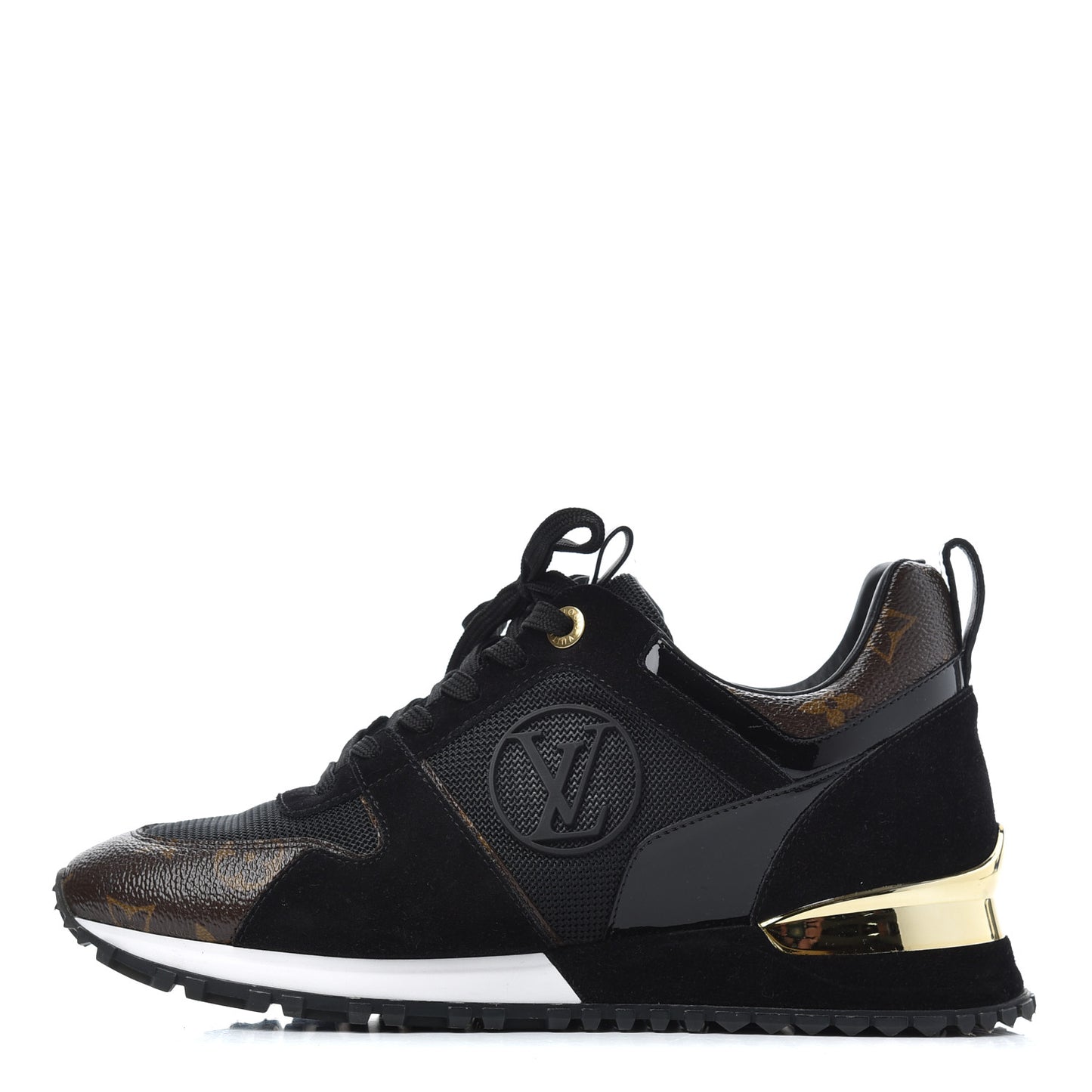 Suede Monogram Run Away Sneakers 38 Black
