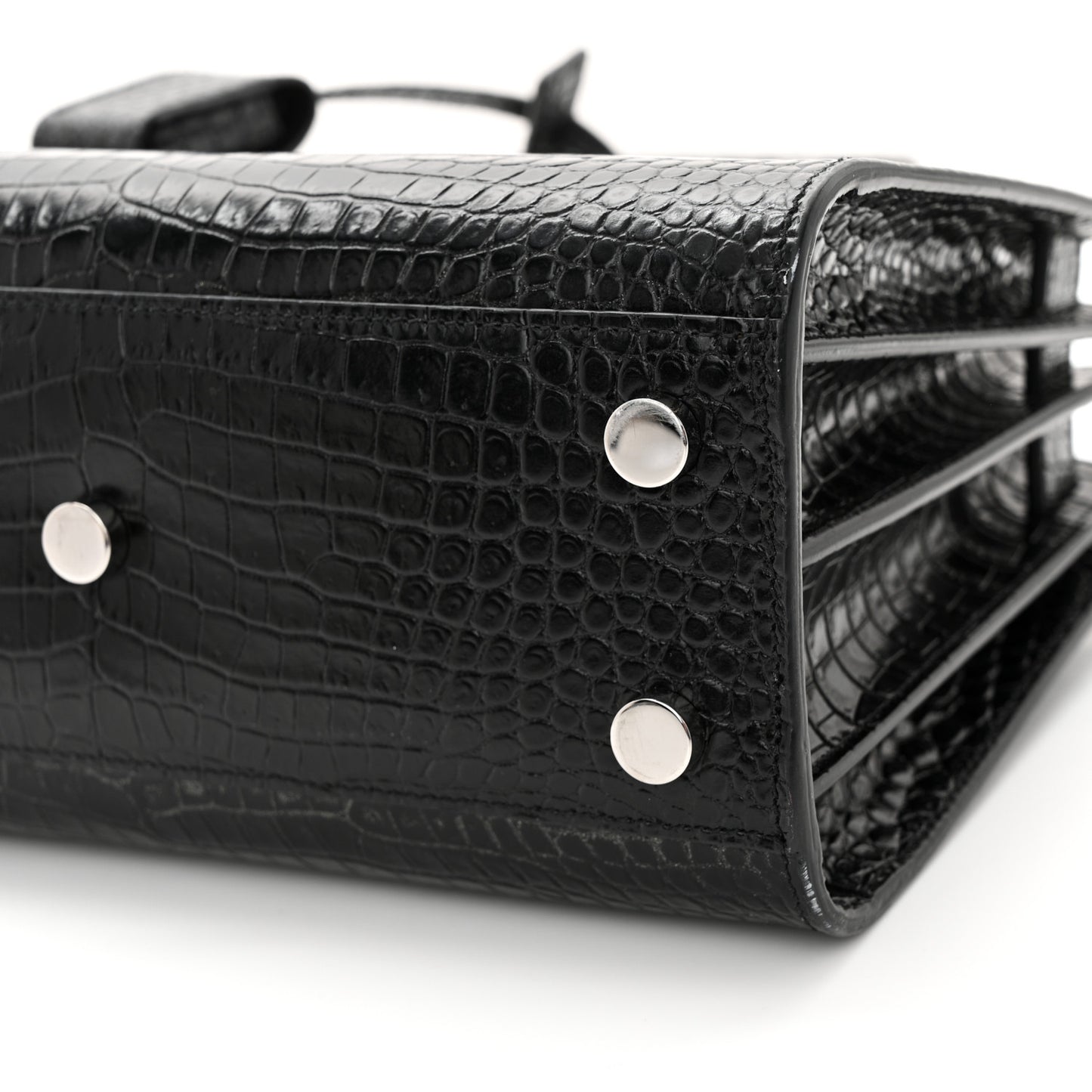 Calfskin Crocodile Embossed Nano Sac De Jour Black