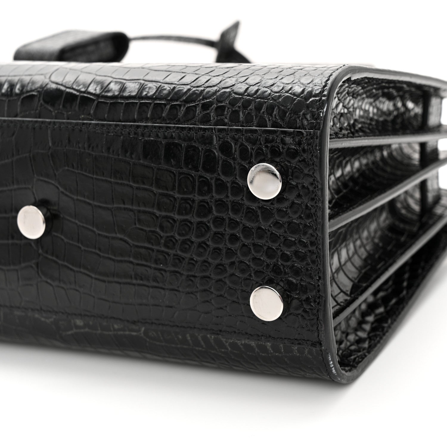 Saint Laurent Calfskin Crocodile Embossed Nano Sac De Jour Black 10 of 15