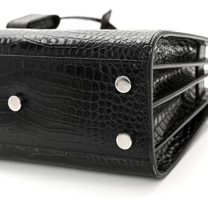 Saint Laurent Calfskin Crocodile Embossed Nano Sac De Jour Black 10 of 15