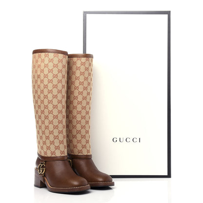 Gucci GG Monogram Calfskin Lola Tall Boots 35.5 Beige Ruggine 10 of 10