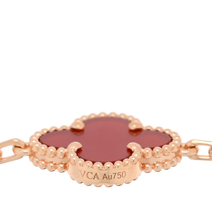 Van Cleef & Arpels 18K Rose Gold Carnelian 5 Motifs Guilloche Vintage Alhambra Bracelet 3 of 4