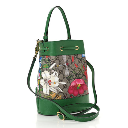 Gucci GG Supreme Monogram Flora Small Ophidia Bucket Bag Beige Multicolor Green 2 of 10