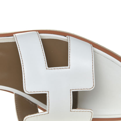 Hermes Box Calfskin Oran Sandals 38 White 11 of 14
