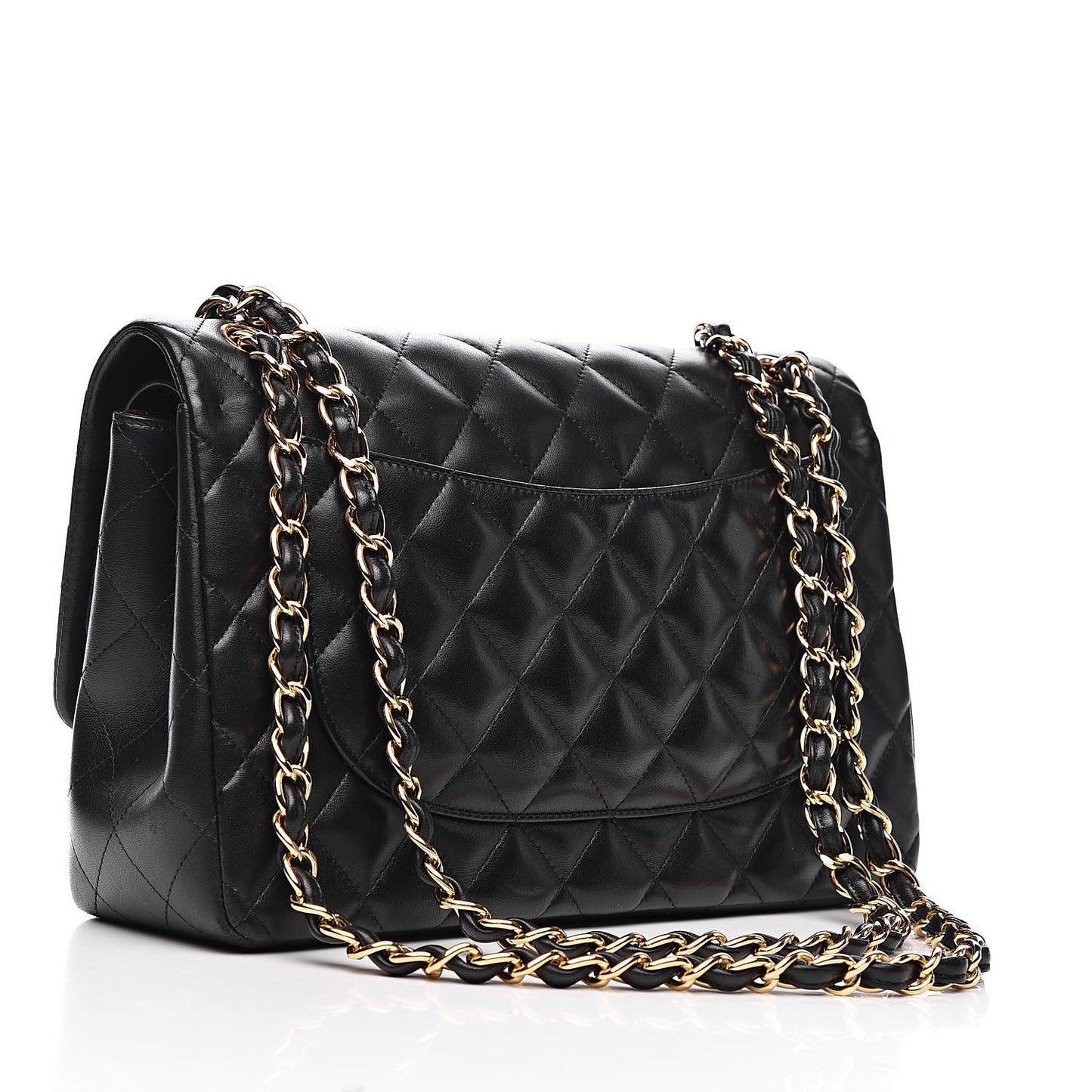 Lambskin Quilted Jumbo Double Flap Black