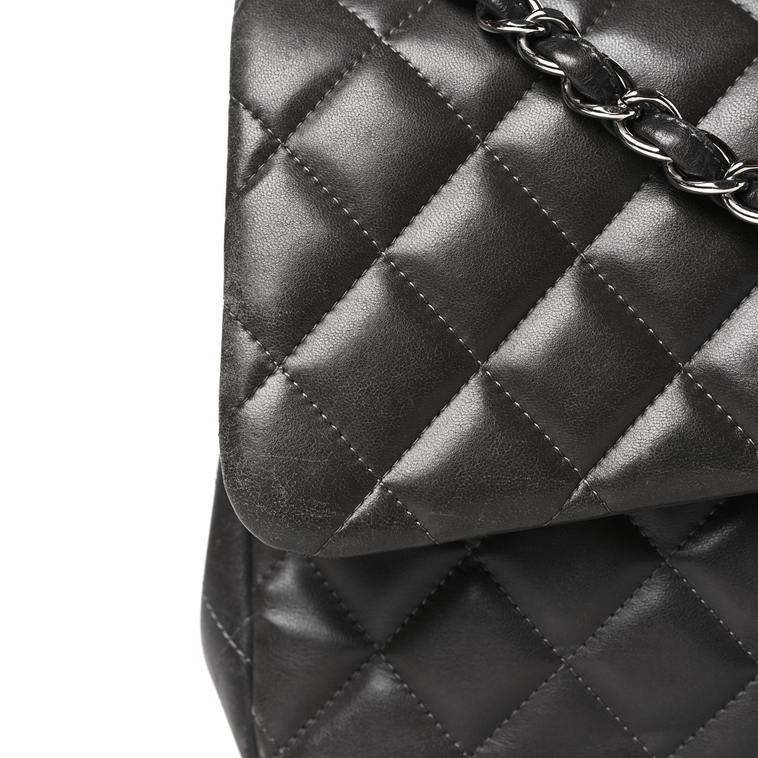 Chanel Lambskin Quilted Jumbo Double Flap Dark Grey 13 of 13