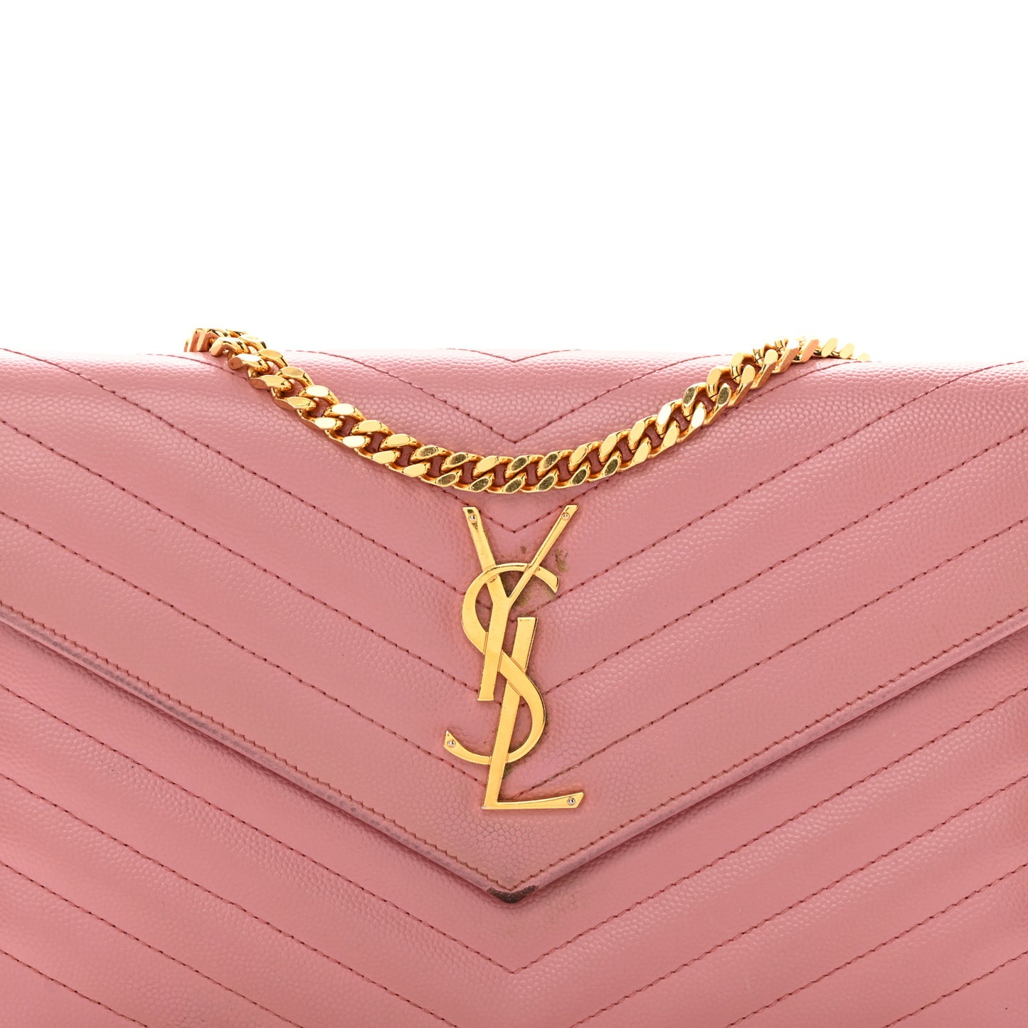 Grain De Poudre Matelasse Chevron Monogram Chain Wallet Tender Pink