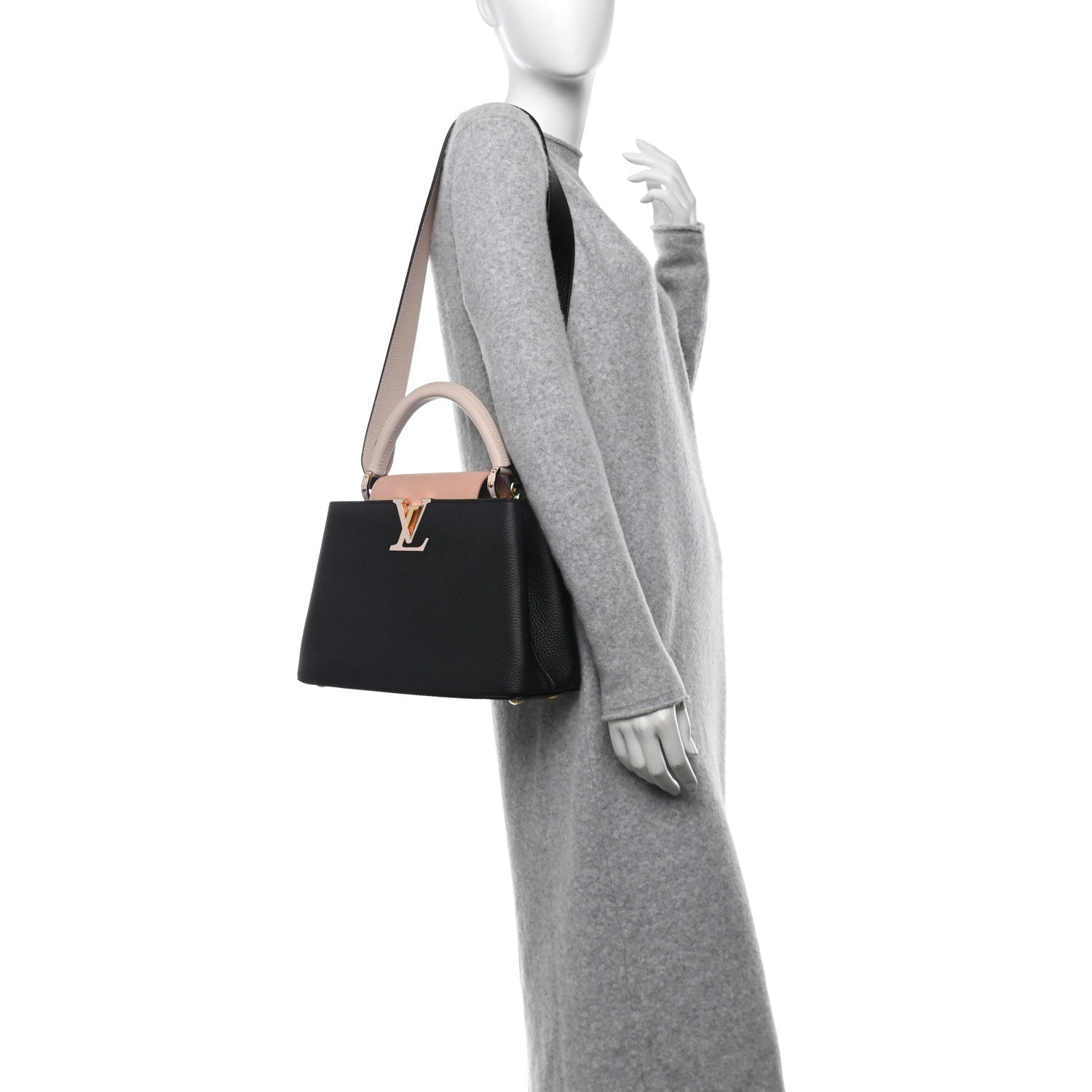Louis Vuitton Taurillon Capucines MM Black Rose Trianon Pink Coquille Beige 2 of 9
