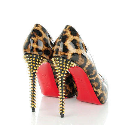 Christian Louboutin Patent Leopard New Very Prive Spikes 120 Pumps 36.5 Brown 4 of 8