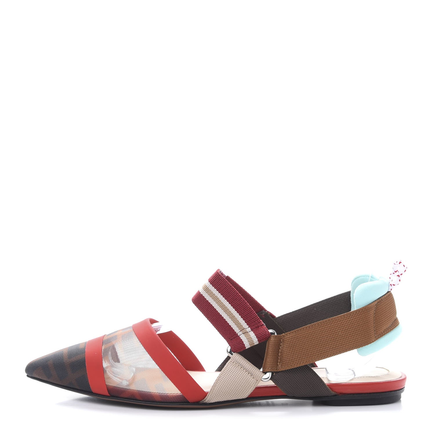 Fendi Technical Mesh FF Colibri Slingback Ballerina Flats 37 Tobacco Moro Cipria Papavero 1 of 8