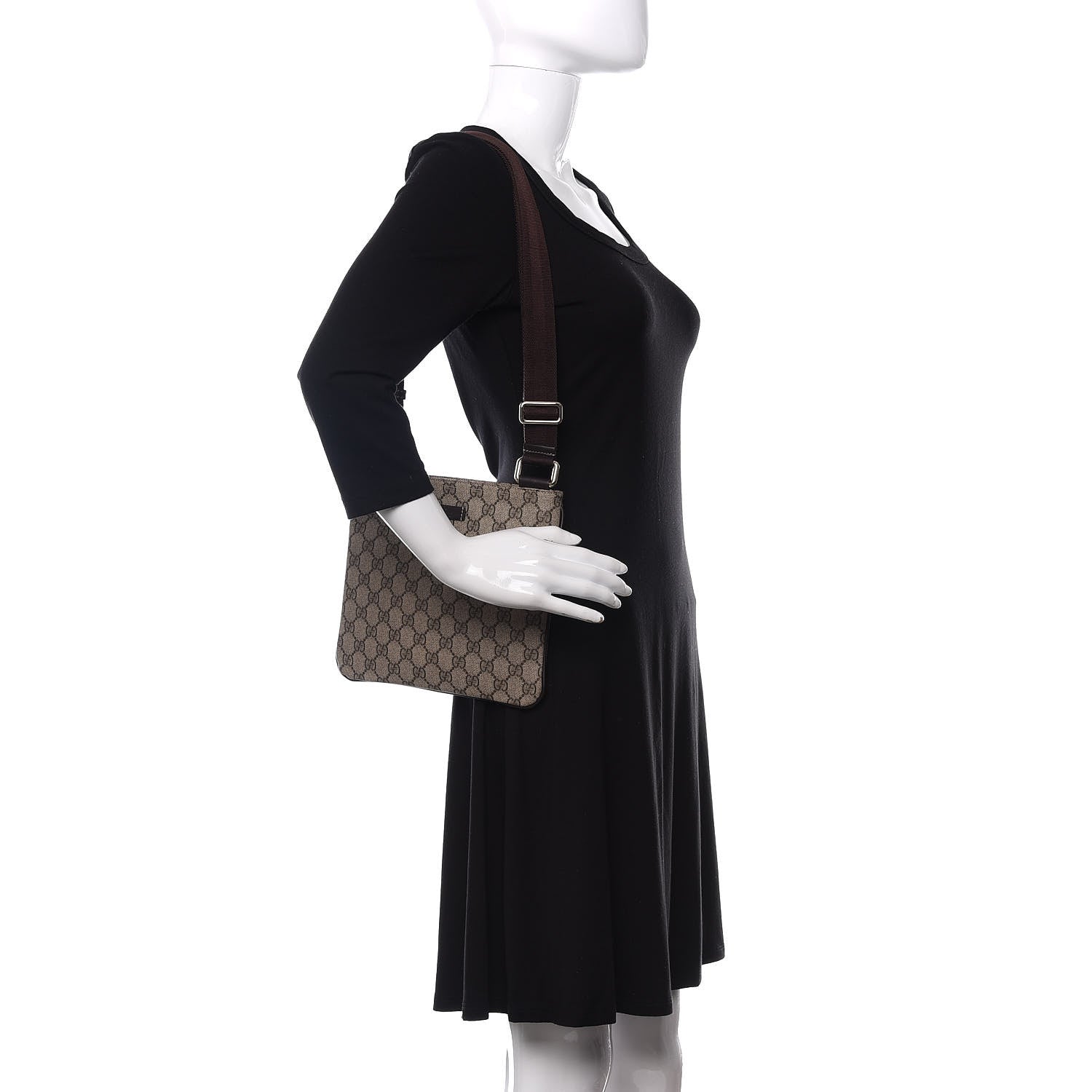 Gucci GG Supreme Monogram Small Flat Messenger Bag Dark Brown 2 of 9