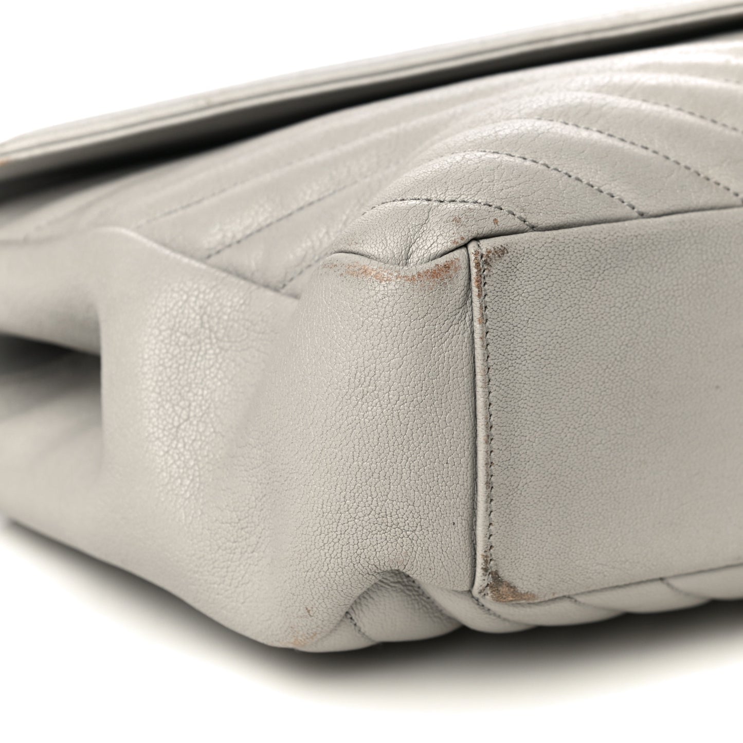 Sheepskin Matelasse Large Monogram College Satchel Light Grey
