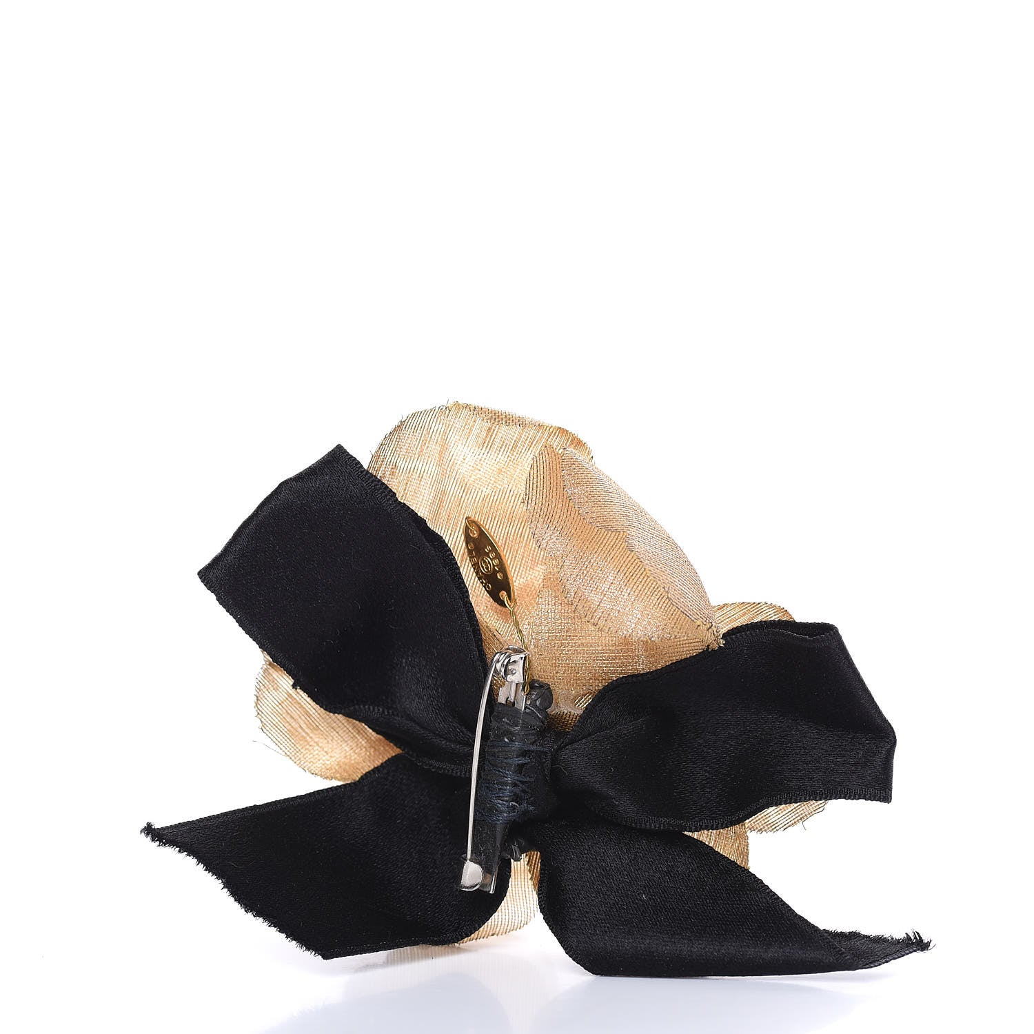Chanel Fabric Camellia Flower Brooch Dark Beige 3 of 4