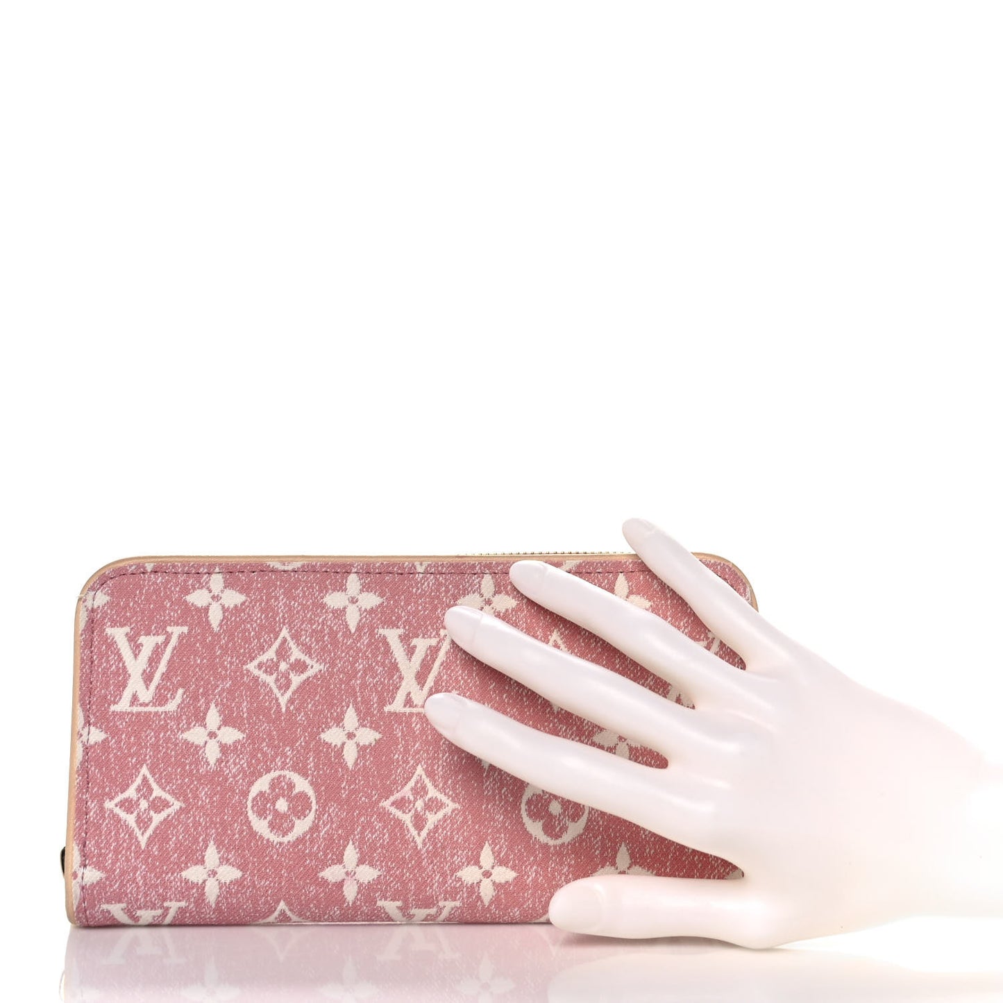 Denim Monogram Jacquard Zippy Wallet Pink
