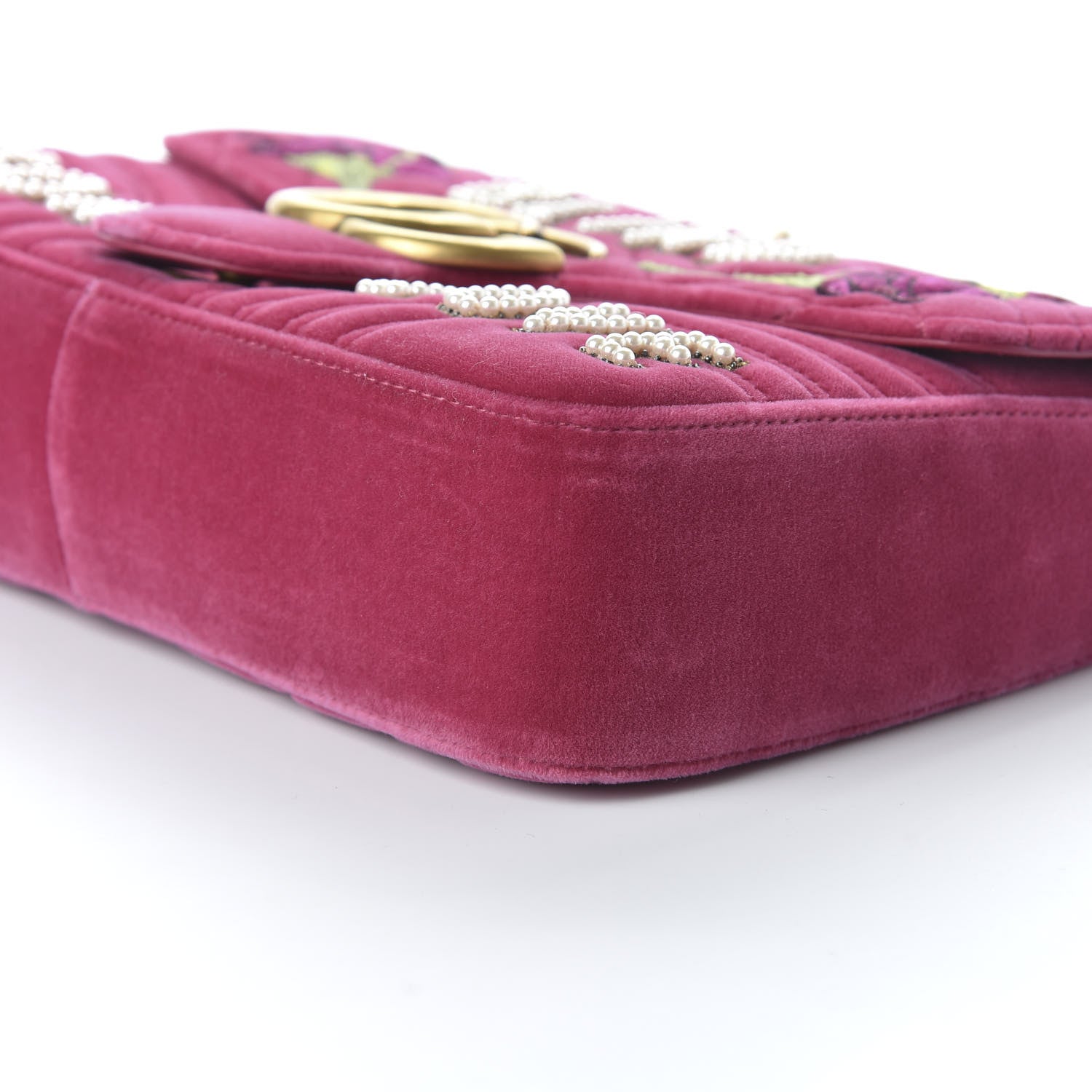 Gucci Velvet Matelasse Blind for Love Embroidered Medium GG Marmont Shoulder Bag Light Raspberry Rose Multicolor 7 of 10