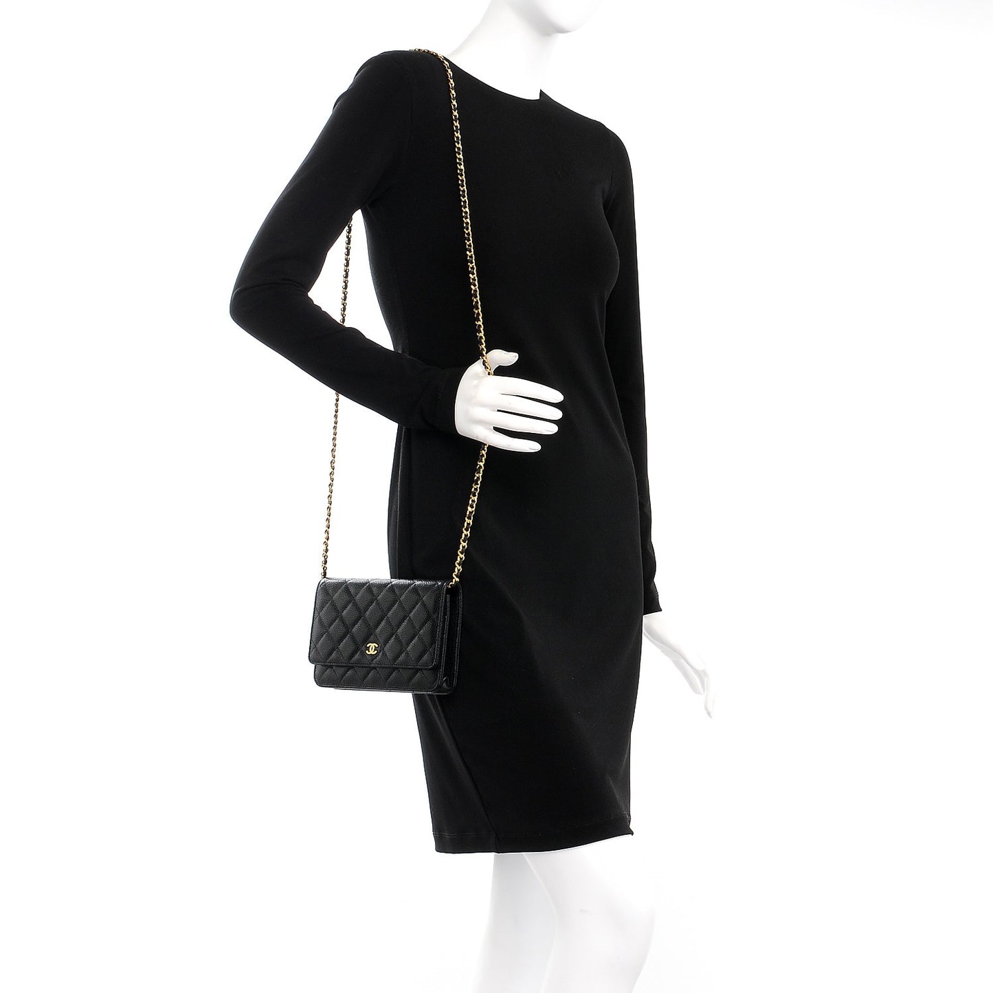 Caviar Quilted Wallet On Chain WOC Black