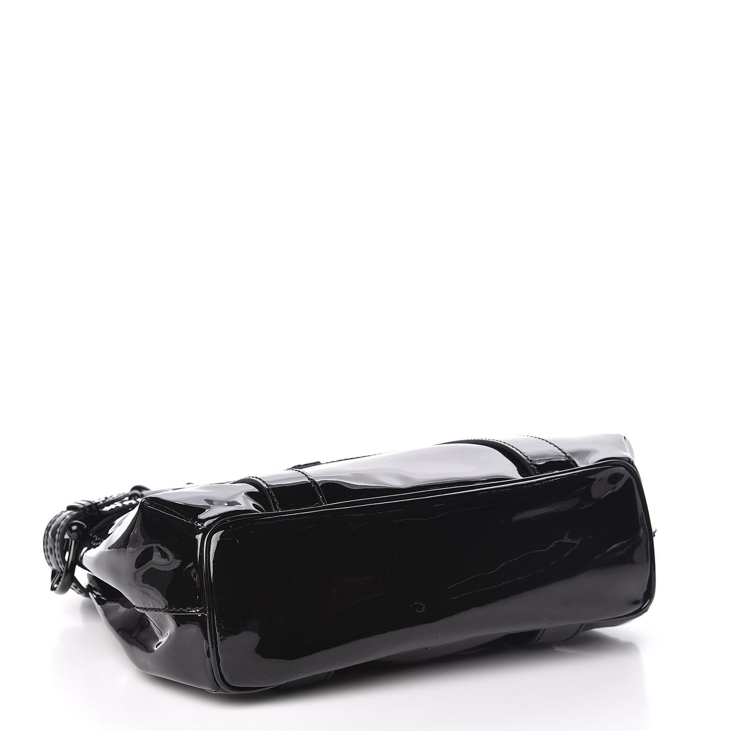 Patent Calfskin Chain Tote Black