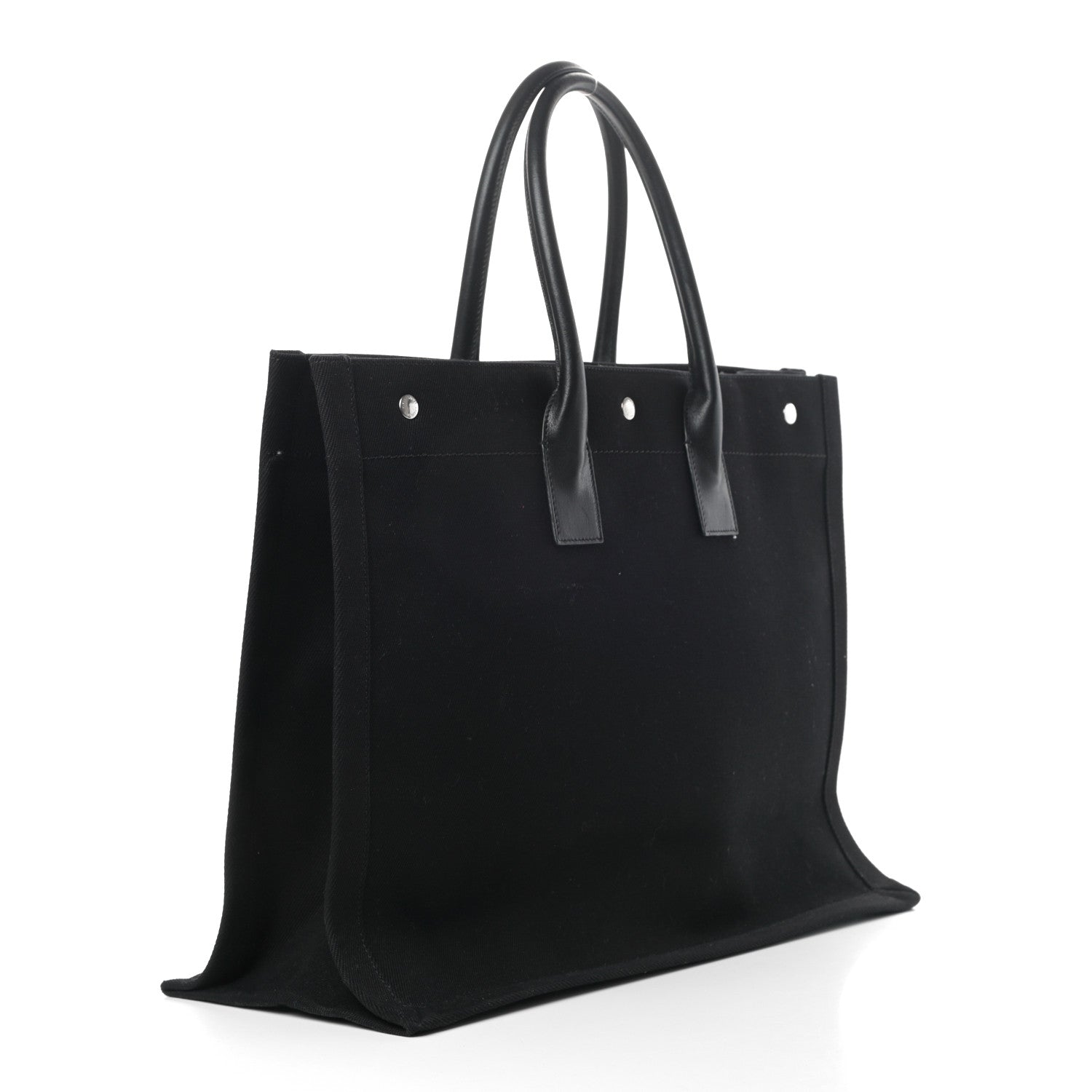 Saint Laurent Linen Calfskin Rive Gauche Tote Black 3 of 10