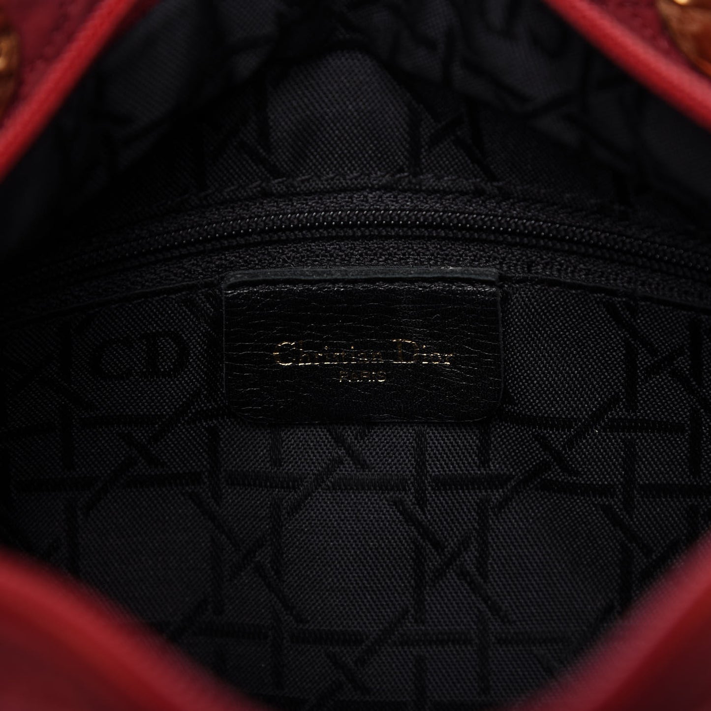 Nylon Cannage Medium Lady Dior Red