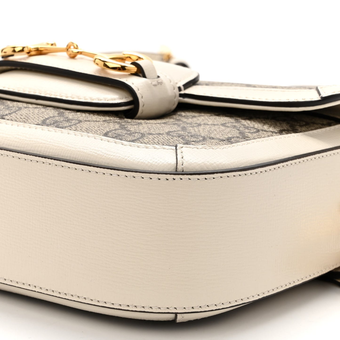 GG Supreme Monogram Web Mini Horsebit 1955 Shoulder Bag Beige Mystic White