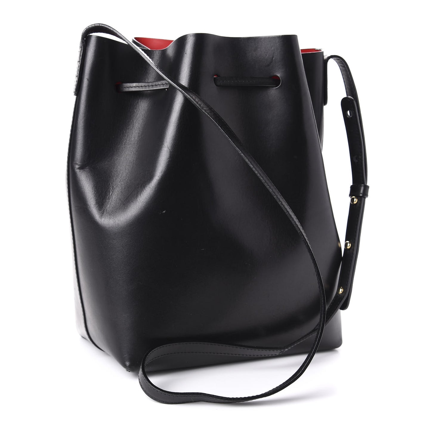 Vegetable Tanned Calfskin Bucket Bag Black Flamma