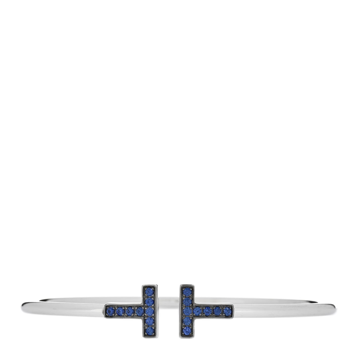 18K White Gold Blue Sapphire T Wire Bracelet