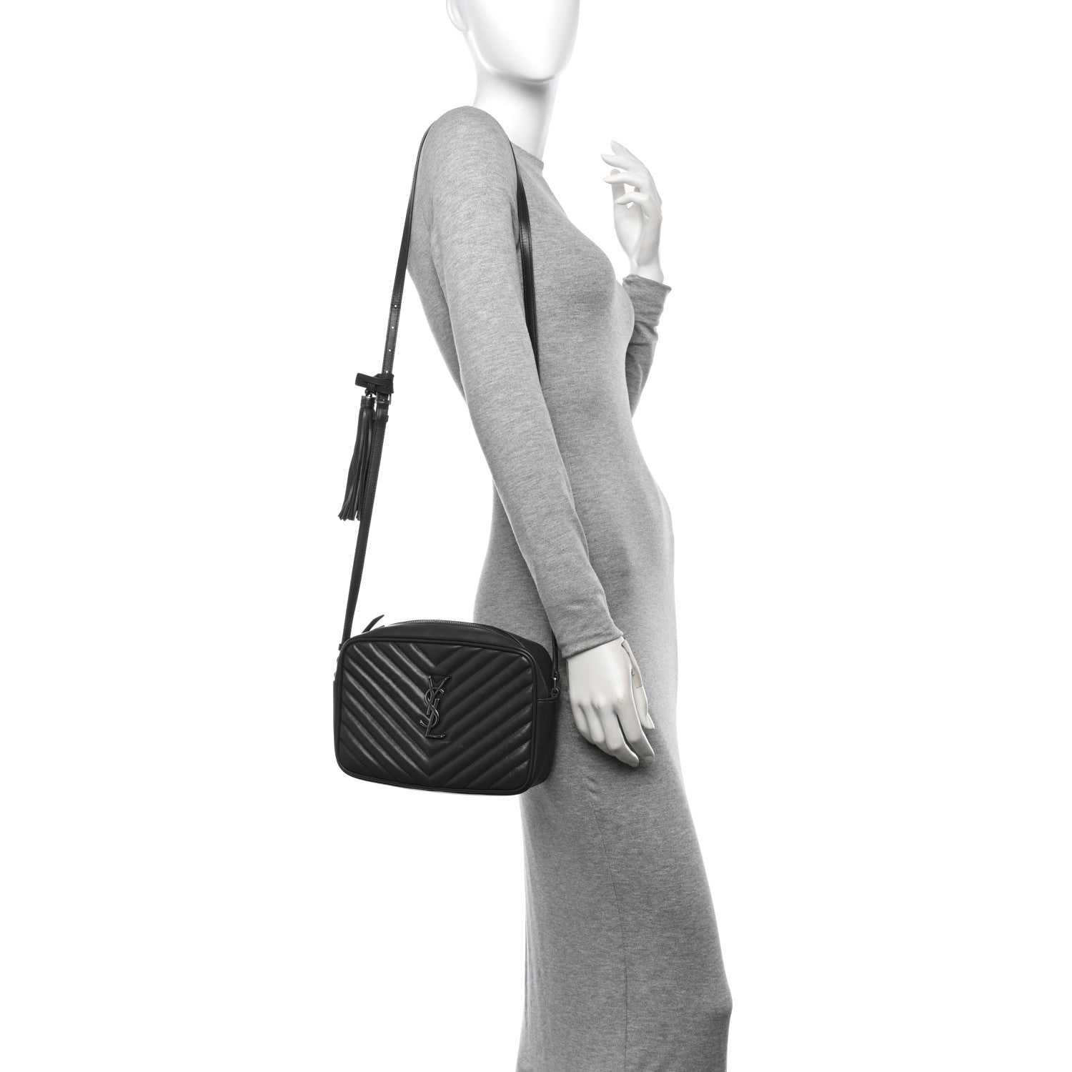 Saint Laurent Calfskin Matelasse Monogram Lou Camera Bag Dark Smog 2 of 12