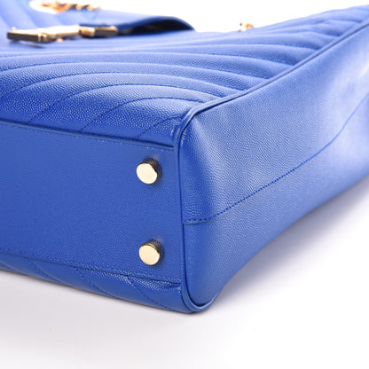 Saint Laurent Grain De Poudre Matelasse Chevron Monogram Shopping Bag Blue Majorelle 8 of 9