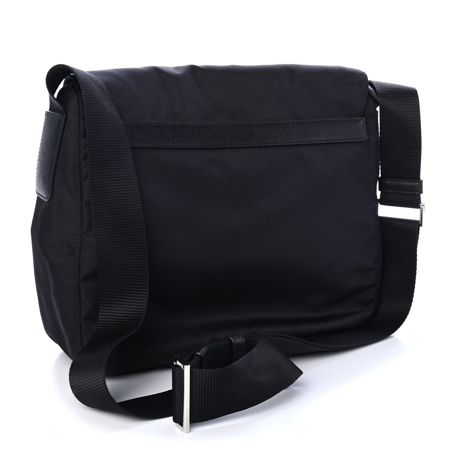 Prada Nylon Vela Saffiano Single Buckle Messenger Shoulder Bag Black 3 of 8