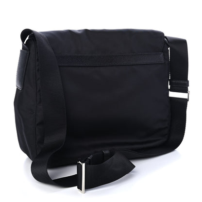 Prada Nylon Vela Saffiano Single Buckle Messenger Shoulder Bag Black 3 of 8