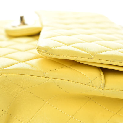 Chanel Lambskin Quilted Medium Double Flap Yellow 10 of 17
