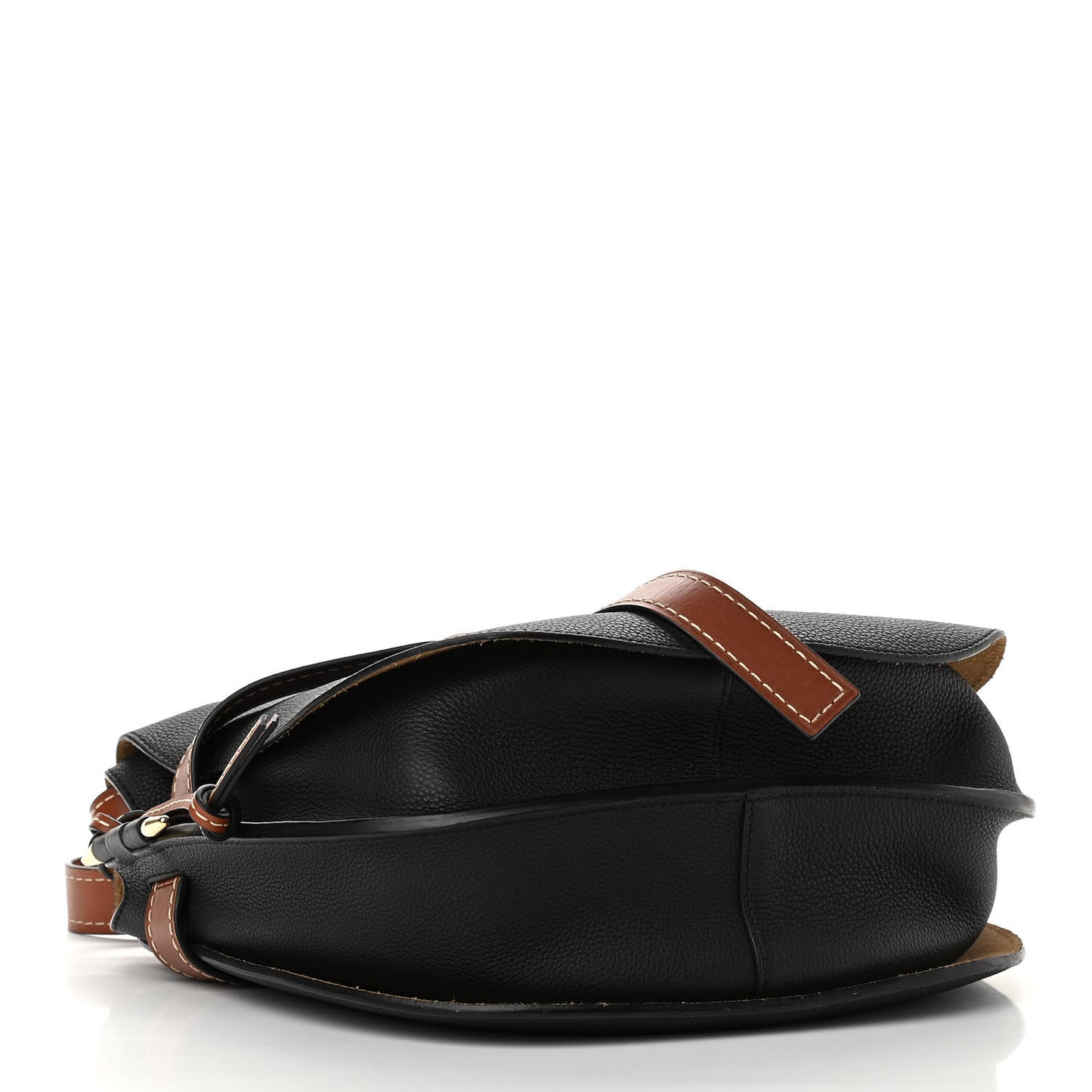 Grained Calfskin Small Gate Crossbody Bag Pecan Black