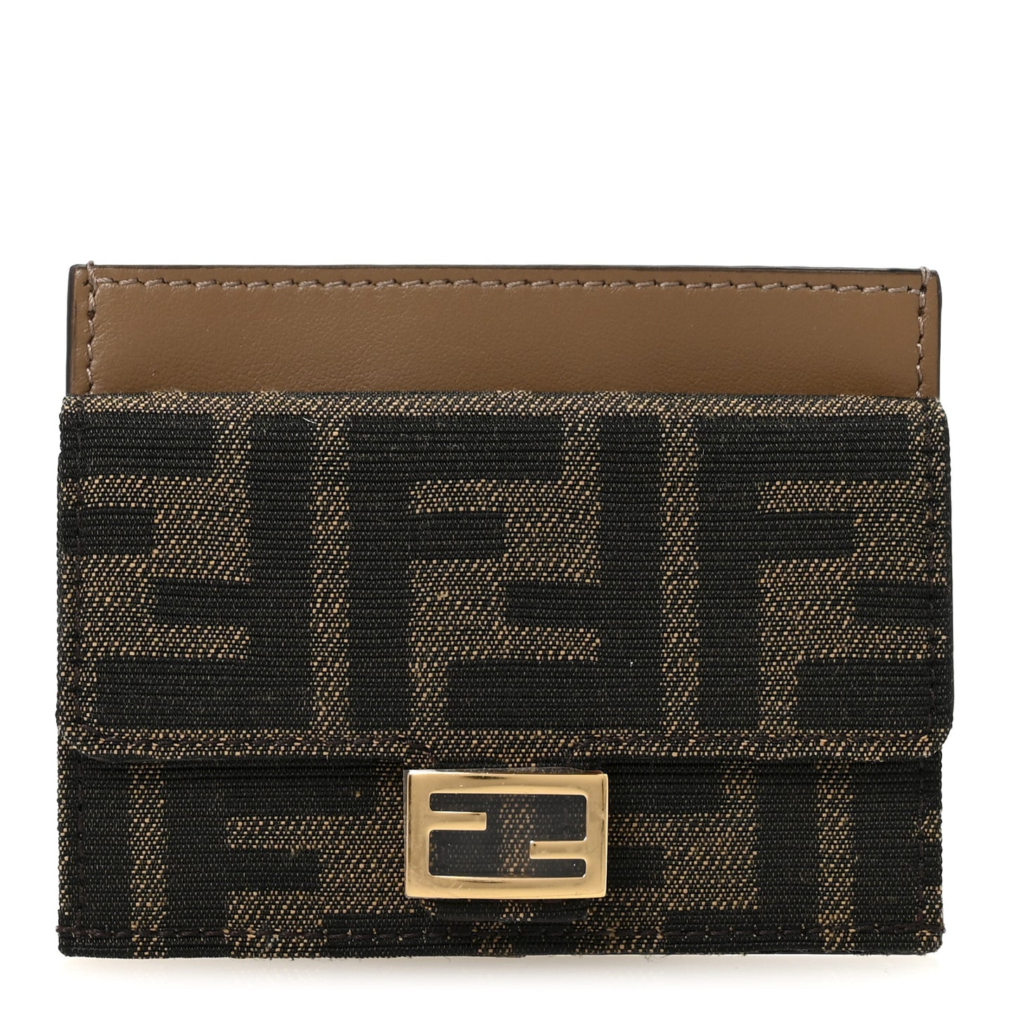 Fabric Jacquard FF 1974 Fold Over Card Holder Wallet Tobacco Moro