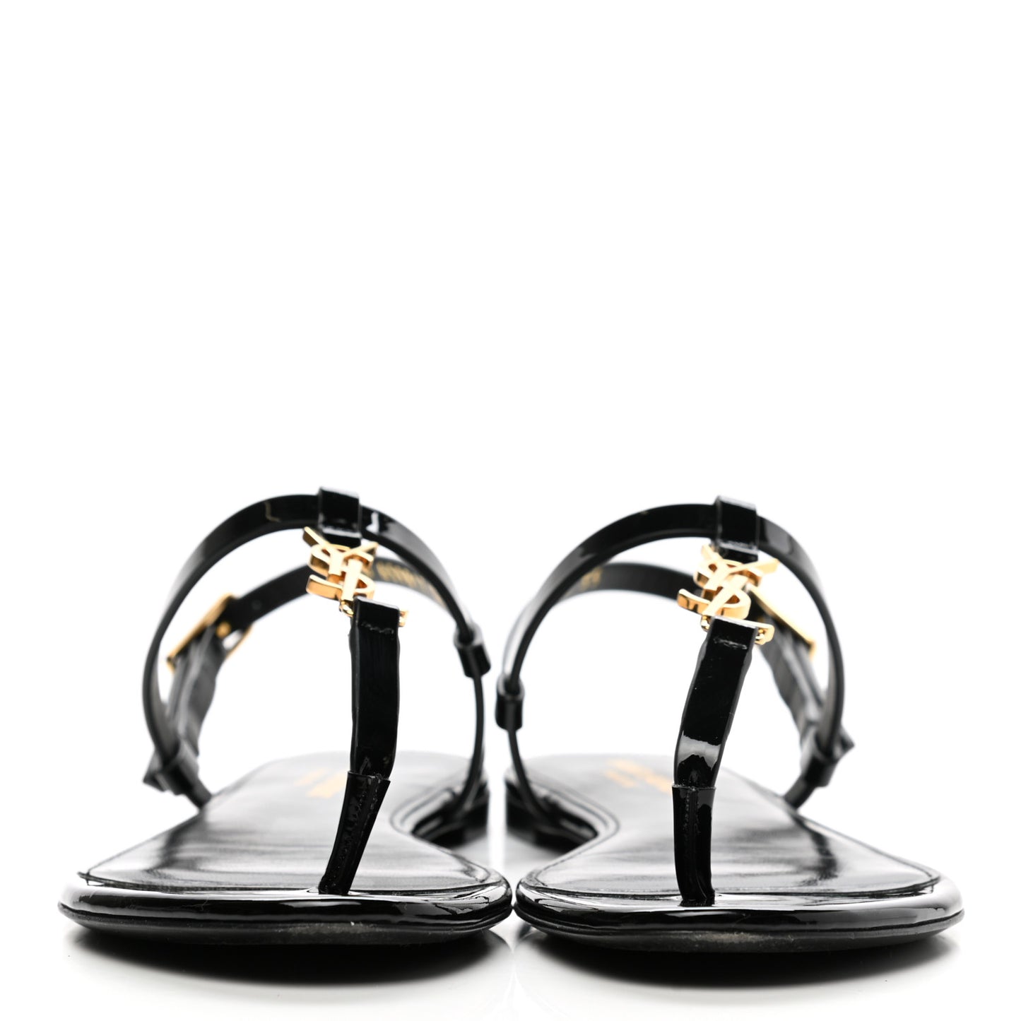 Patent Calfskin Cassandra Monogram Sandals 35 Black