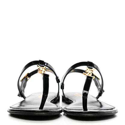 Saint Laurent Patent Calfskin Cassandra Monogram Sandals 35 Black 2 of 9