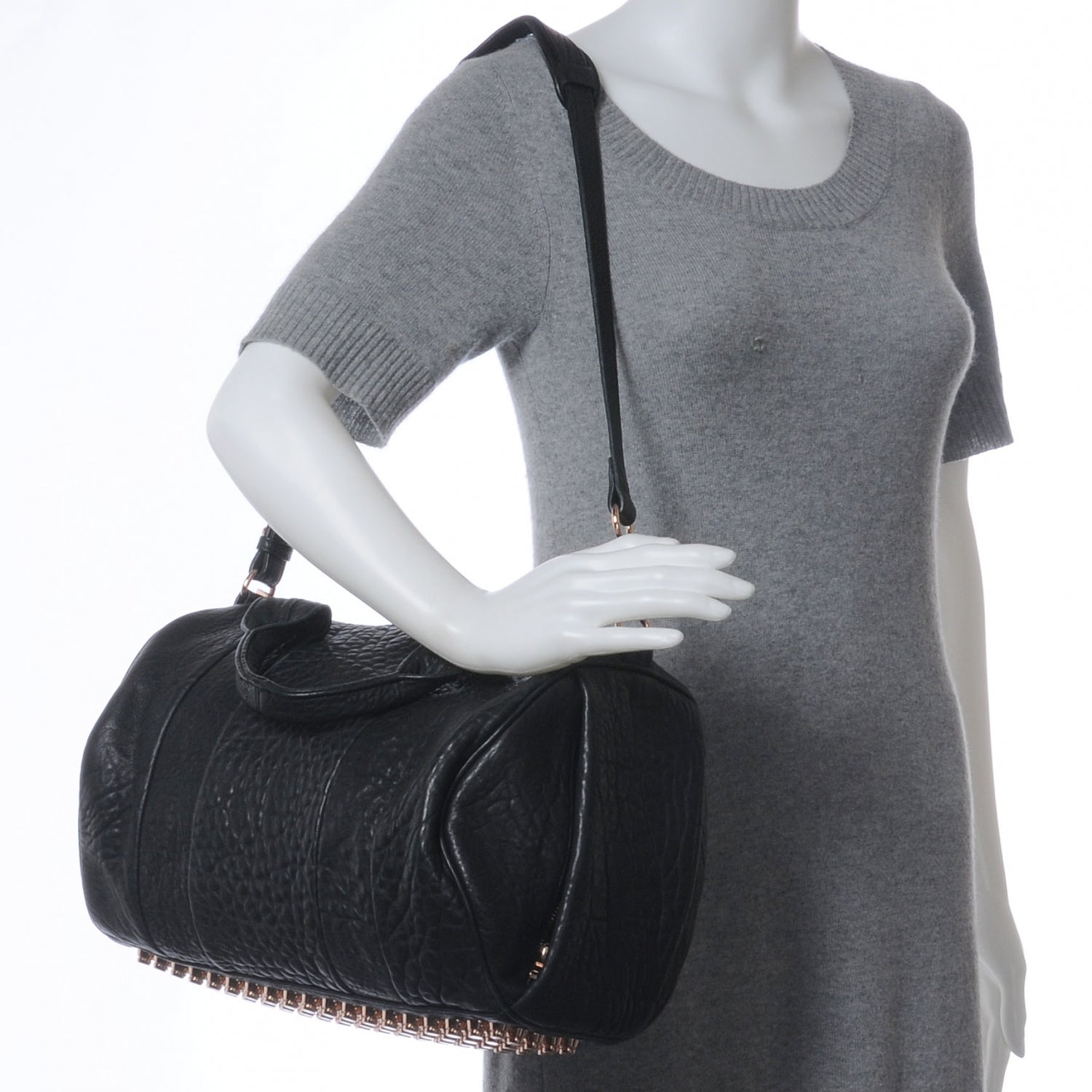 Alexander Wang Leather Rocco w Rose Gold Hardware Black 2 of 7