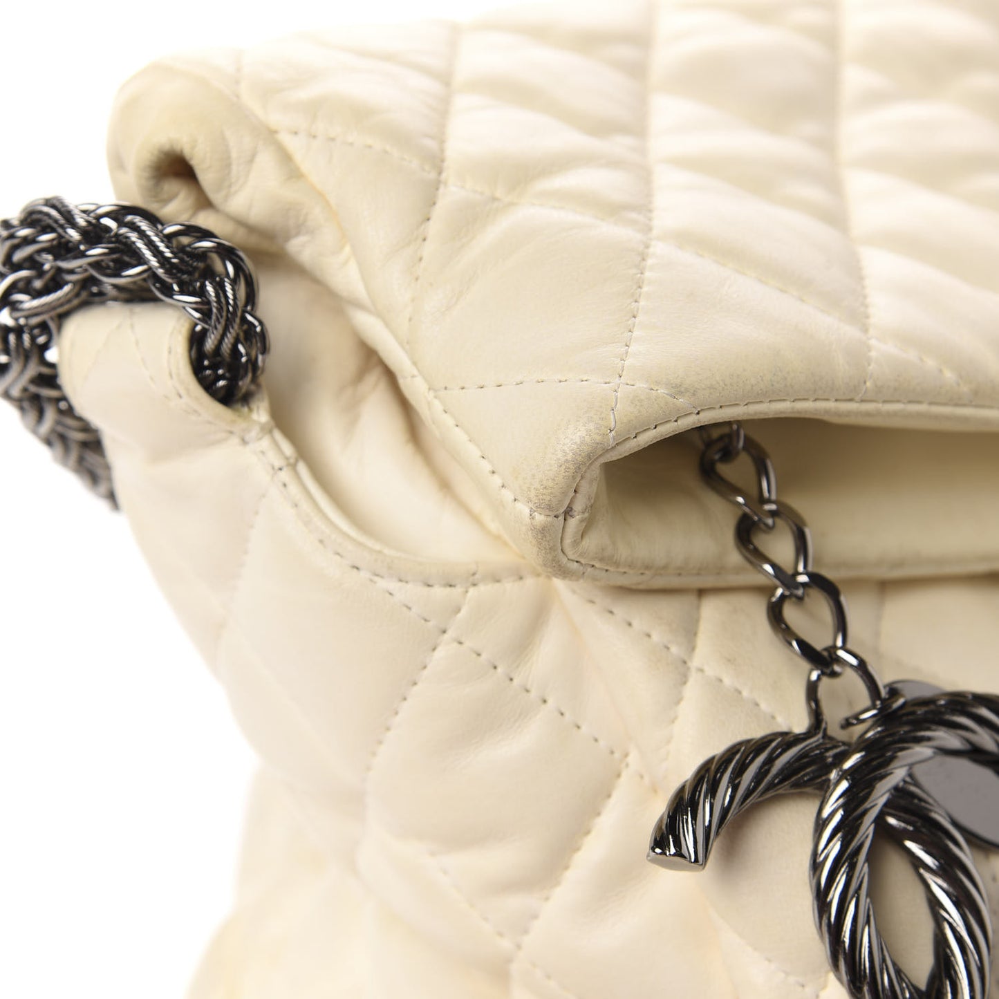 Lambskin Quilted Large Paris Moscou Red Square Bag Beige