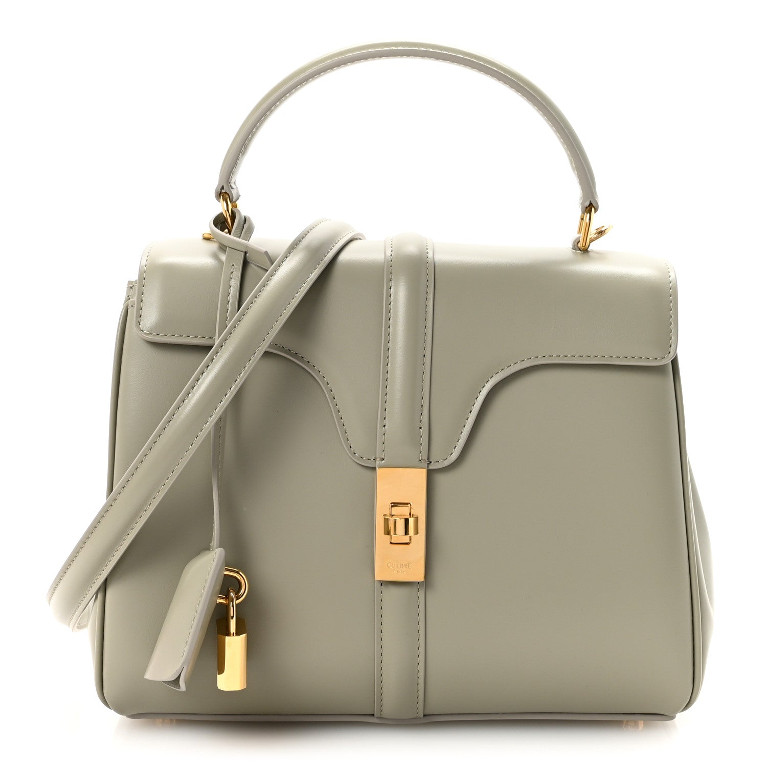 Celine Satinated Calfskin Small 16 Top Handle Bag Green Clay 1 of 11