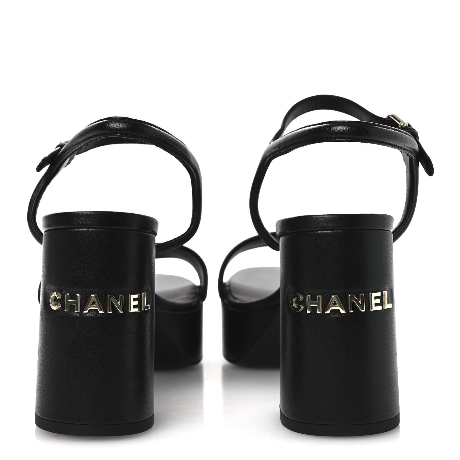 Chanel Lambskin Logo Platform Sandals 41 Black 6 of 12