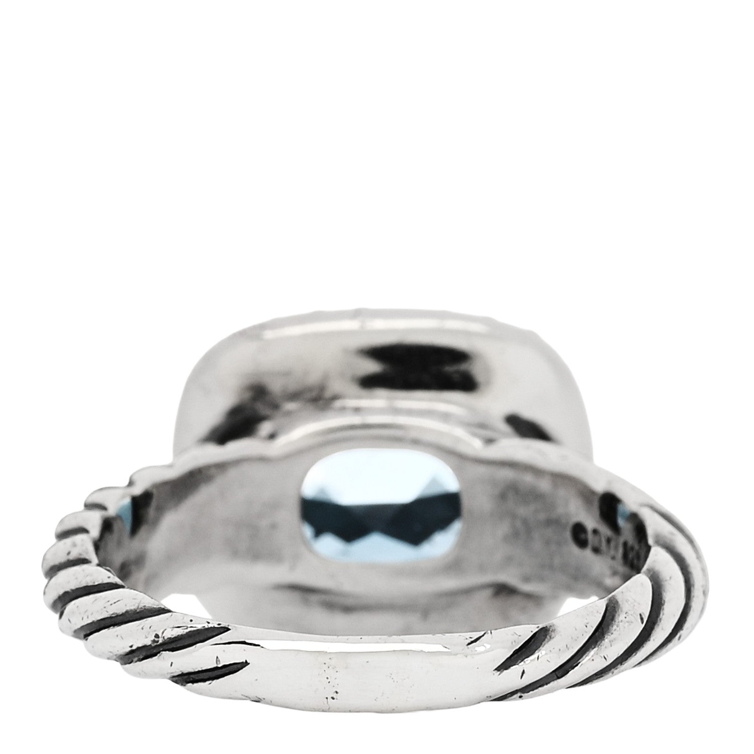 David Yurman Sterling Silver Diamond Blue Topaz 10mm Noblesse Ring 53 6.25 4 of 5