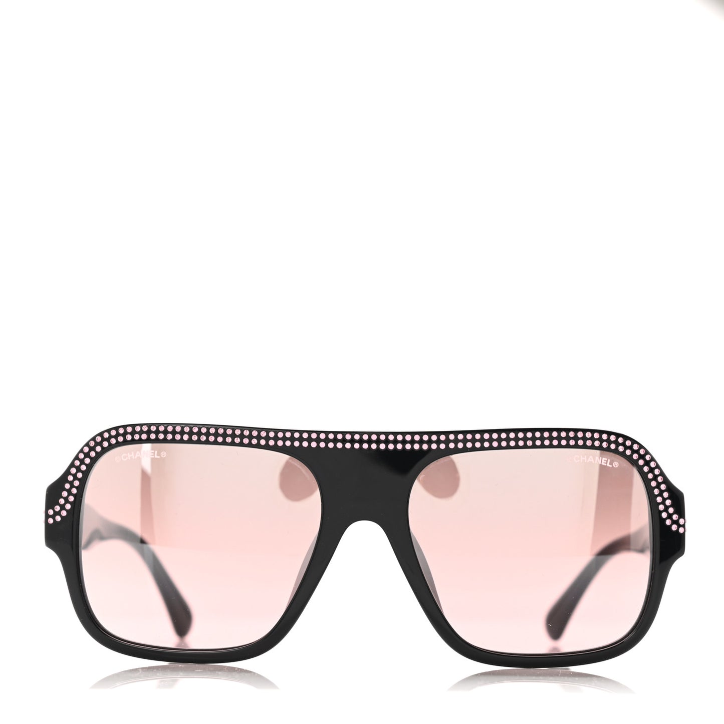 Acetate Crystal CC Shield Sunglasses 71432A Black Pink
