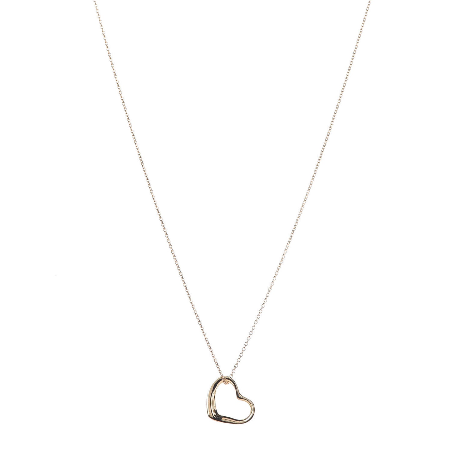 18K Yellow Gold 14mm Elsa Peretti Open Heart Pendant Necklace