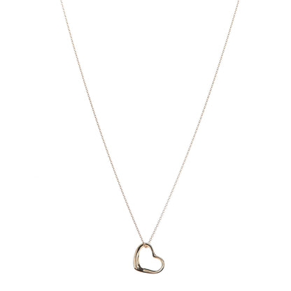 Tiffany 18K Yellow Gold 14mm Elsa Peretti Open Heart Pendant Necklace 1 of 7
