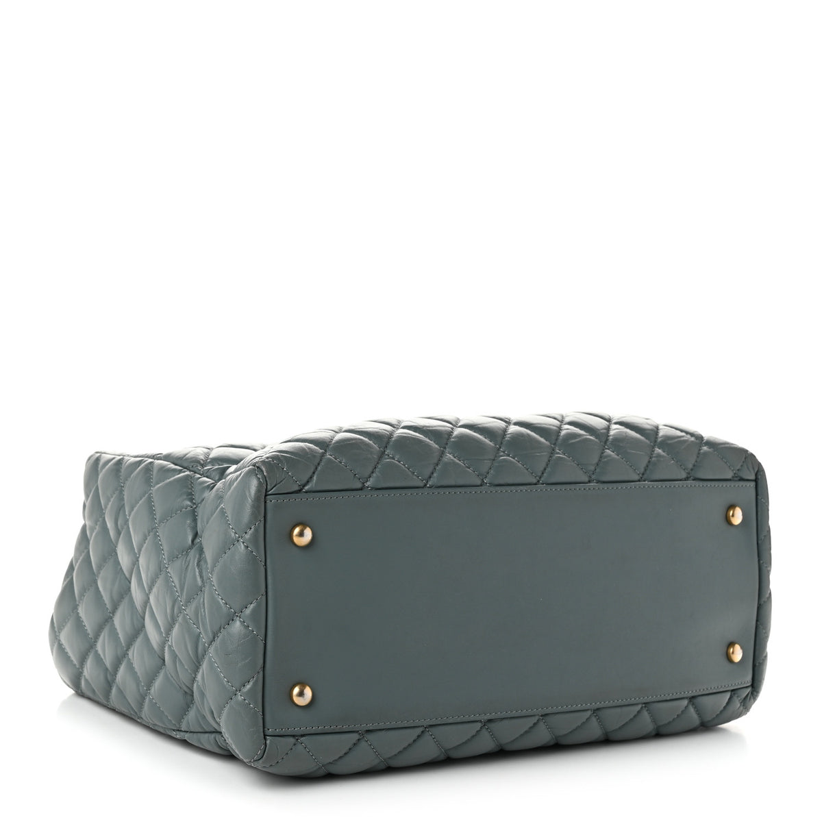Chanel Aged Calfskin Quilted Large Coco Handle ShoppingTote Blue 4 of 10