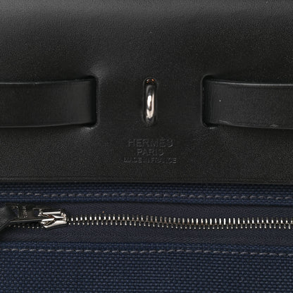 Hermes Military Toile Vache Hunter Herbag Zip Retourne 31 PM Bleu Marine Black 7 of 11
